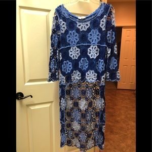 TURN HEADS! UNIQUE BELLE FRANCE CROCHET HIGH LOW  BOHO FUNKY TUNIC TOP SMALL